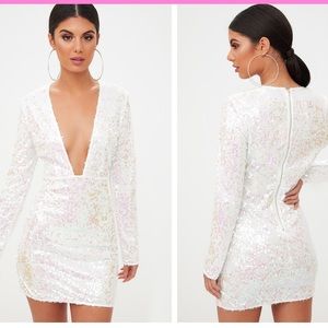 Pretty Little Thing sequin plunge bodycon dress